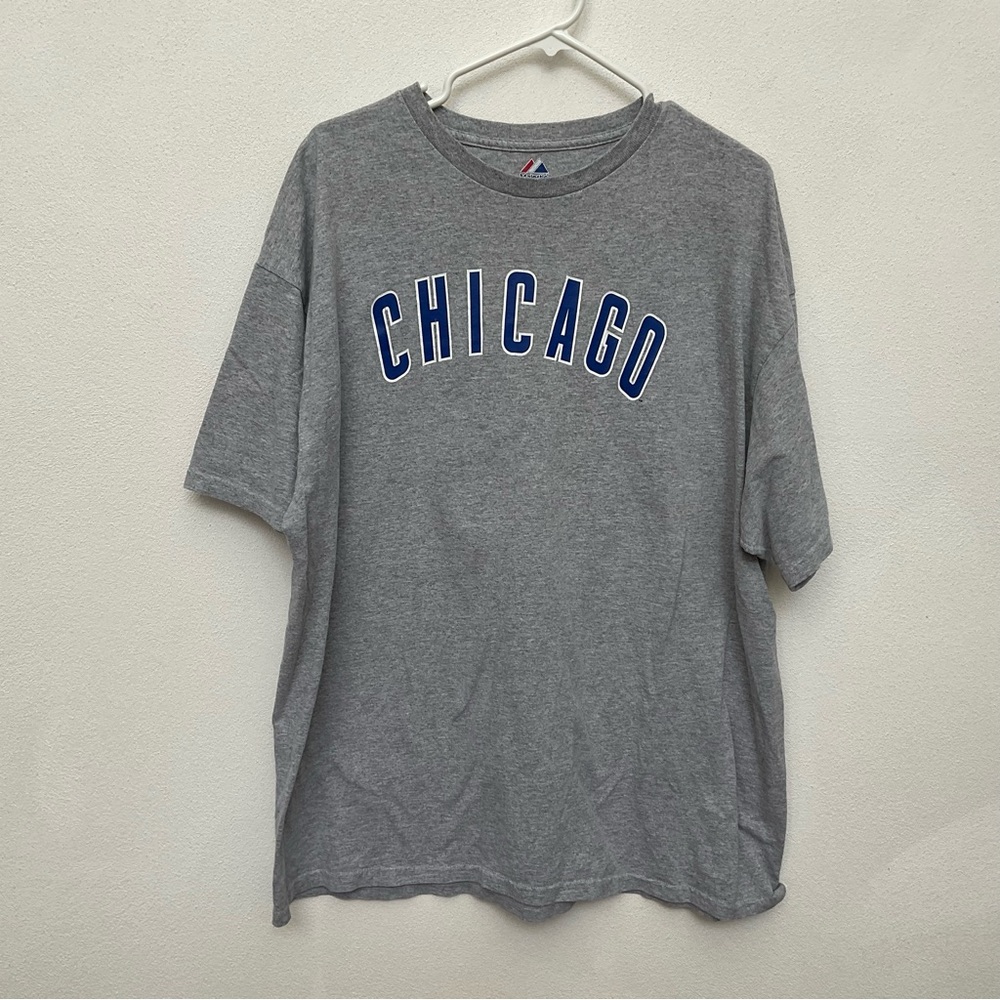 Majestic Chicago Cubs Red Blue Grey Anthony Rizzo 44 T-Shirt Size 2XL Baseball